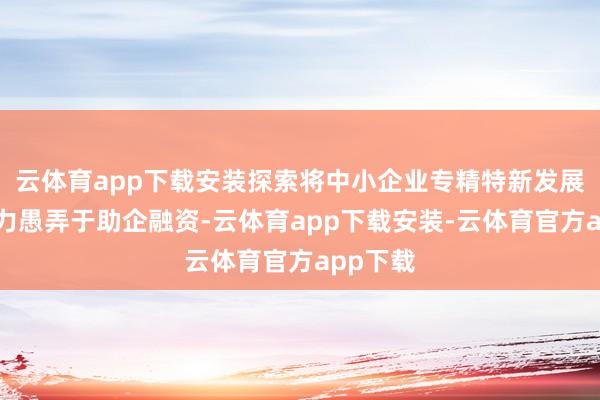 云体育app下载安装探索将中小企业专精特新发展评价效力愚弄于助企融资-云体育app下载安装-云体育官方app下载