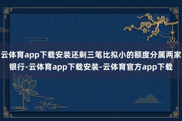 云体育app下载安装还剩三笔比拟小的额度分属两家银行-云体育app下载安装-云体育官方app下载