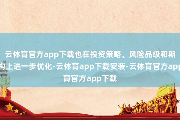 云体育官方app下载也在投资策略、风险品级和期限结构上进一步优化-云体育app下载安装-云体育官方app下载